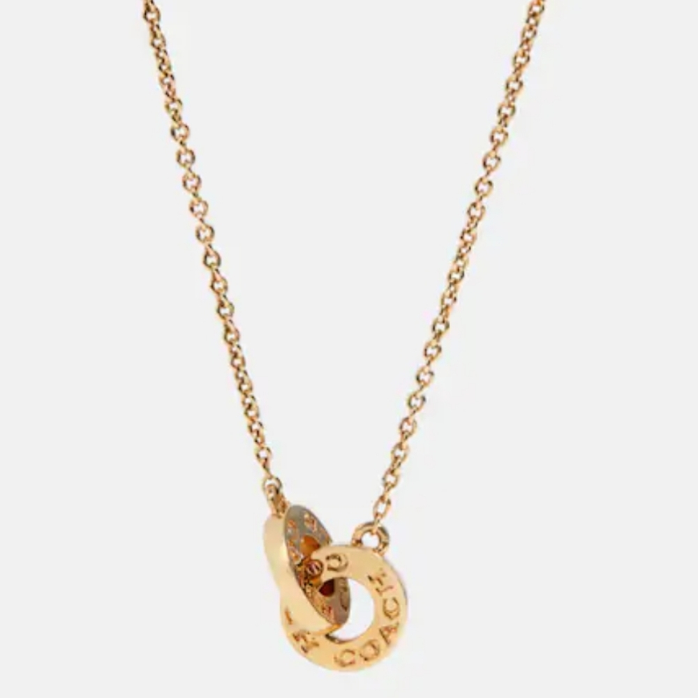 NWT Coach Interlocking Open Circle Pendant Necklace